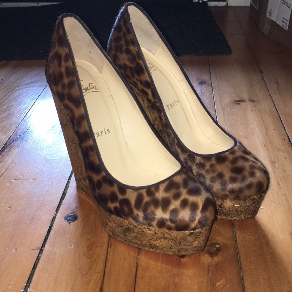 Christian Louboutin Leopard Wedges 36 1/2